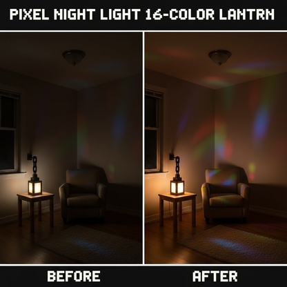 Pixel Style Night Light Portable Lantern Tabletop Ornament 16 Colors Lantern DIY Interior Decoration Festival Atmosphere Light